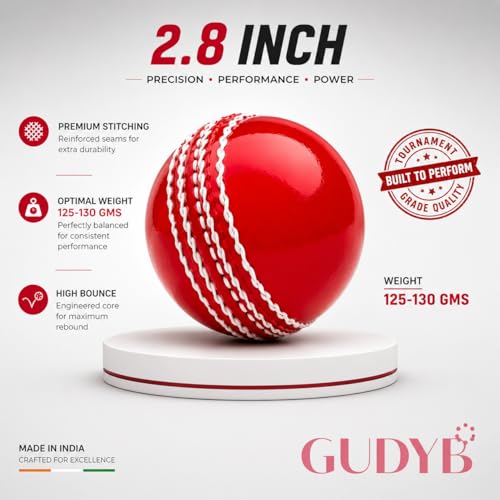Image of T-20 Synthetic Cricket Ball Match Practice Training | Practice Cricket Ball | Wind Balls | Swing Ball | Indoor & Outdoor Street & Beach Cricket (Red, Pack of 1)