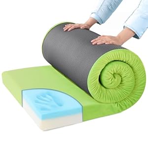 Memory Foam Camping Mattress for Outdoor Sleeping 72″ x 24″, Porable 3″ Thickness Roll Up Camping Mattress Pad Mat for Travel Truck Bed Tent