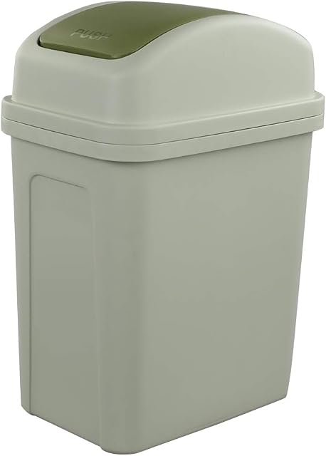 Bblina 10 Liter Kitchen Swing Top Bin, Plastic Trash Can, Bathroom Bins with Lids (Green)