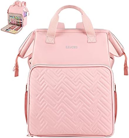 Leudes Knitting Bag Backpack, Yarn Storage Organizer Large Crochet Bag Tote Mother's Day Gifts Yarn Holder Case for Carrying Projects, Knitting Needles, Crochet Hooks and Other Accessories (Pink)