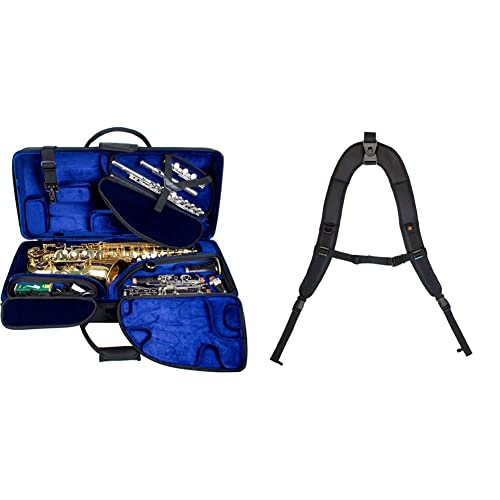 Protec Pbtrialt Alto Saxophone, Clarinet, & Flute Combination Tri-Pac Case & Padded Backpack Strap #TOP17