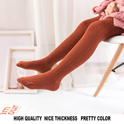Image of EPEIUS Baby Girl Tights Thick Cable Knit Leggings Seamless Cotton Toddler Girls Stockings School Tights for 2T-12 Years