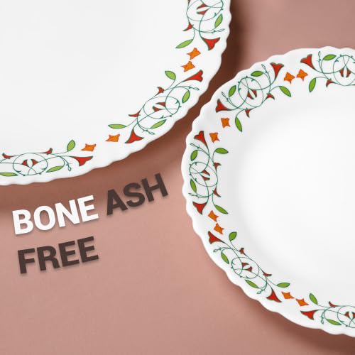 Image of Treo by Milton Opalware Aurelia Meena Dinner Set of 35 | Serving for 6 | Microwave & Dishwasher Safe | Bone-Ash Free | Tempered Toughness | Plates, Bowls, Spoons | Crockery Set for Dining & Gifting