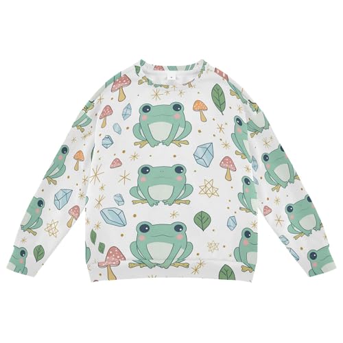 JUNZAN Cute Frogs Mushrooms Big Boys Pullover Hoodie Long Sleeve Hoodies for Girls Athletic 4T