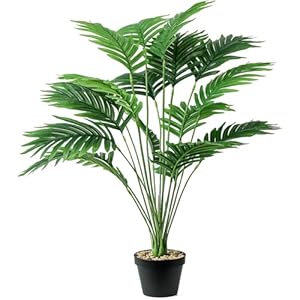 Künstliche Pflanzen Groß 82cm Künstliche Palme 18 Zweige Im Topf Real Touch Künstliche Pflanzen Wie Echt Grün Fake Plant für Schlafzimmer Büro Garten Hochzeit Party Deco