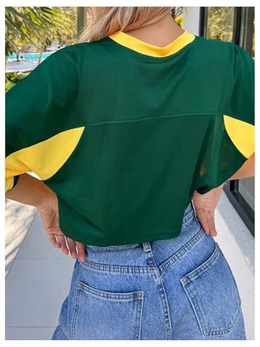 SHENHE Women's Y2k Soccer Jersey Top Brazil Crop Top Short Sleeve Graphic Loose Jersey Shirt2