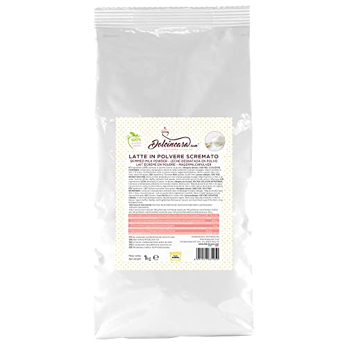 Dolcincasa - com Leche Desnatada Instantánea Baja en Grasa en Polvo para Dulces Helados Adultos Uso Doméstico o Profesional Sin Gluten No GMO 2 Paquetes de 1 kg