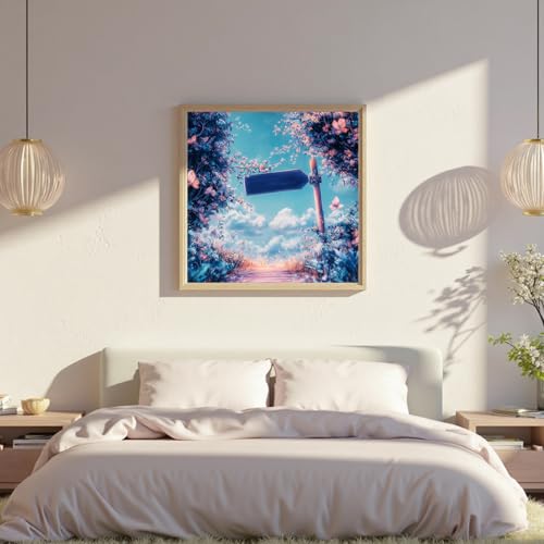 Image of Xinpinzhou Scenery 11ct Stamped Cross Stitch Kits for Adults, 14x14 in | Pre Printed 11 Count Cotton Fabric, Finished Embroidery Pattern is Elegant for Wall Decor, Easy Diy Hobby Craft for Women