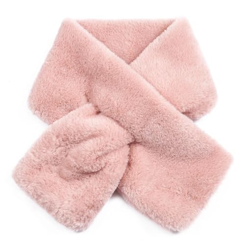 Womens Fur Collar Scarf, Faux Fur Scarves for Women, Neck Shrug for Spring Fall Winter Super Soft Cozy (Pink)