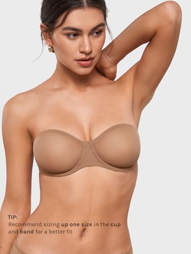 Image of INLYRIC Women's Sheer Strapless Bras Mesh Sexy Unlined Plus Size See Through Bra Underwire Demi Mesh Non Padded