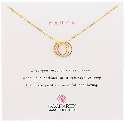 Dogeared "Karma" Mixed Metal Sterling Silver Triple Karma Ring Necklace, 16" + 2" Extender #TOP1