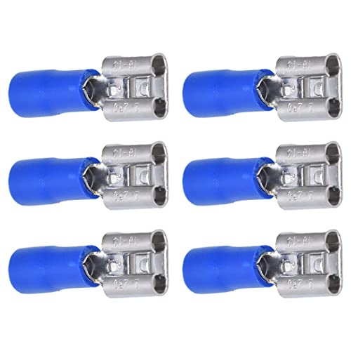 Spade Crimp Terminal, 100PCS FDD2250 Spade Connector, Conductivity Female Spade Connector with Insulating Shell 1.5 to, ElectronicComponentTerminal (Blue)
