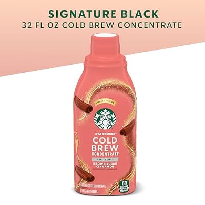 Starbucks Cold Brew Coffee Concentrate, Sweetened Brown Sugar Cinnamon Flavored Iced Coffee, 32 fl oz