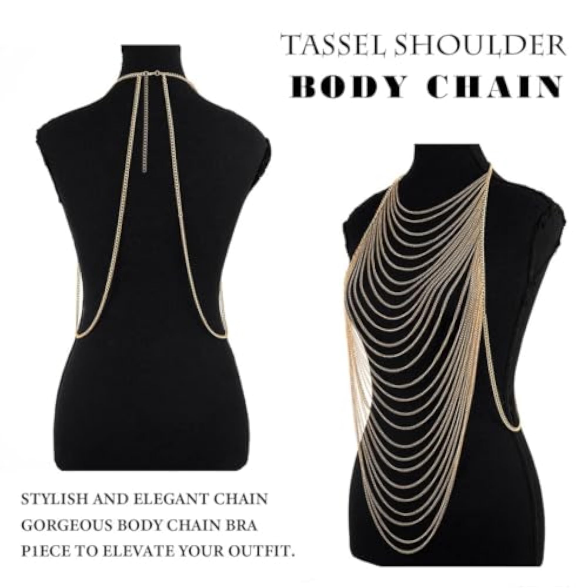 Women's Gold Body Chain Tassel Bra Harness, Chic Accessory