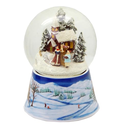 Schneekugel Weihnachtsspaziergang * auf Sockel nostalgische...