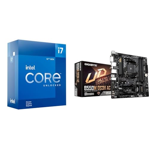 Intel Core i7-12700KF Gaming Desktop Processor 12 (8P+4E) & GIGABYTE B550M DS3H AC (AM4 AMD/B550/Micro ATX/Dual M.2/SATA 6Gb/s/USB 3.2 Gen 1/PCIe 4.0/HMDI/DVI/DDR4/Motherboard)