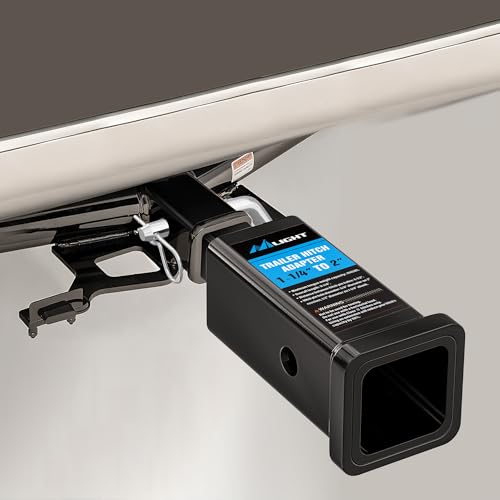 Image of Nilight Trailer Hitch Receiver Extender Adapter Reducer 1-1 /4 to 2Inch Hitch Adapter 6-1 /2 inch Extension Sleeve Convertor 350Lbs with 1 /2-Inch Diameter Pin and Clip with 5 /8-Inch Adapter
