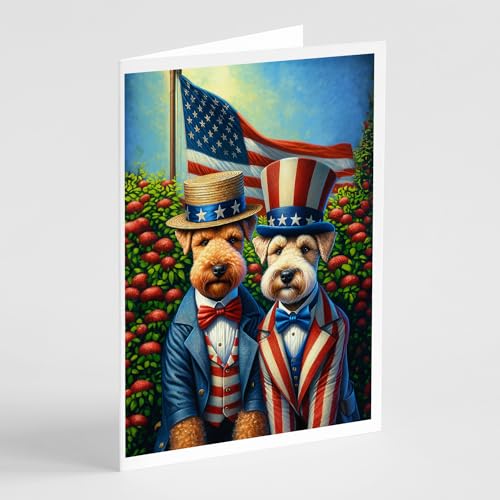 Caroline's Treasures All American Lakeland Terrier Greeting Cards Pack of 8 Blank Cards with Envelopes Whimsical A7 Size 5x7 Blank Note Cards