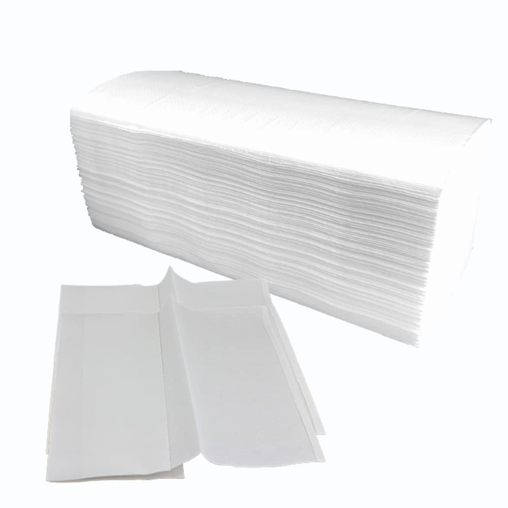 DSTOCK60 - CARTON D'ESSUIE-MAINS PLIÉS EN V - 2 PLIS GAUFRÉS COLLÉS - PAPIER ESSUIE TOUT PURE OUATE TRAITÉE WS - FABRICATION FRANCAISE