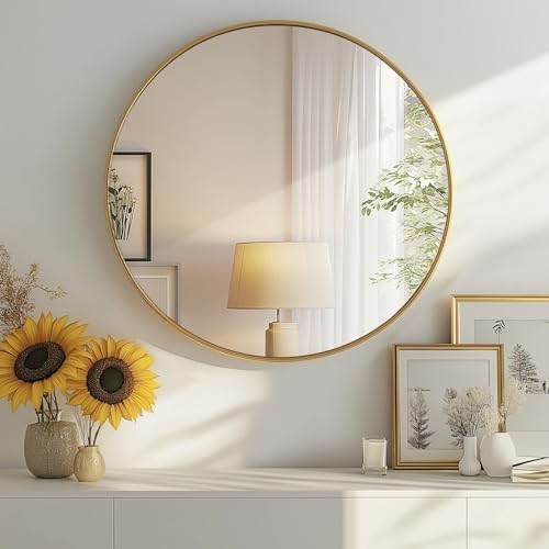 DUMOS Gold Circle Mirror for Wall 24.02 inch, Bathroom Round Mirr...