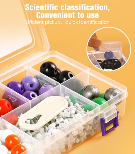 Image of NINGOO Organic Chemistry Model Kit,124 PCS,for Students&Teacher | Portable Design,Compartment Storage,CPK Color Coding