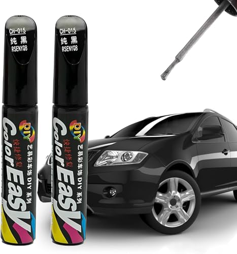 Black Touch Up Paint Pen 2 Pack, Car Scratch Remover for Automotive Vehicles, Waterproof Paint Repair Kit for Cars Bikes Motorcycles, 11.5 cm