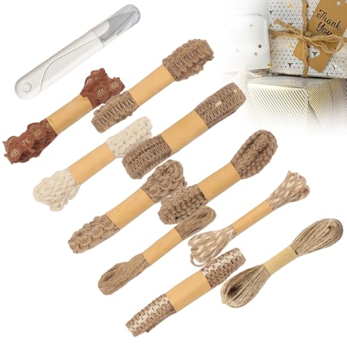 Burlap String and Jute Ribbon Set (9 Rolls)
