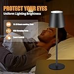 BGFHome Cordless Table Lamp LED Desk lamp,5000mAh Rechargeable Touch Night Light Wireless Minimalist Design for/Restaurant/Bedroom/Bars/Outdoor Party/Camping/Coffee Shop(2 Pack Black) - Image 5