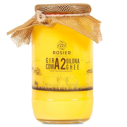 ROSIER A2 Gir Cow Ghee (1 litre) | Traditional Bilona Method A2 Gir Cow Ghee | Grassfed, Pure and...