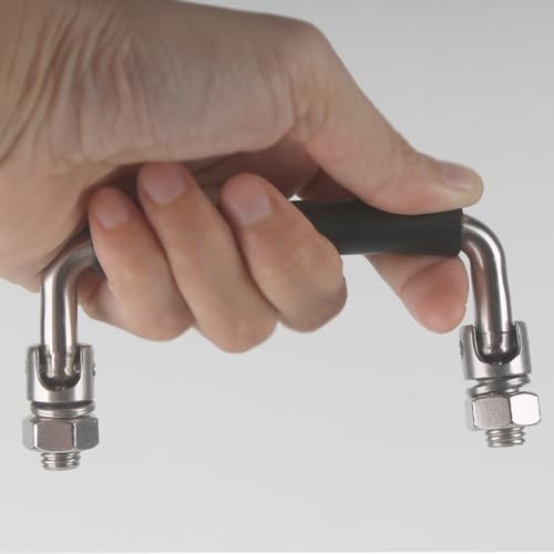 Image of 304 Stainless Steel Folding Handle 90 Degree Folding Solid Pull with Rubber, Electric Cabinet Pull Industrial Cabinet Handle, Toolbox Handle (with Nut, Hole Center 3.93 in)