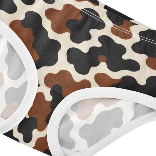 Joisal Cotton Girls Underwear Toddler Classic Cow Print Brown Black Cute Panties Girl Florals Underpants Briefs 2t4