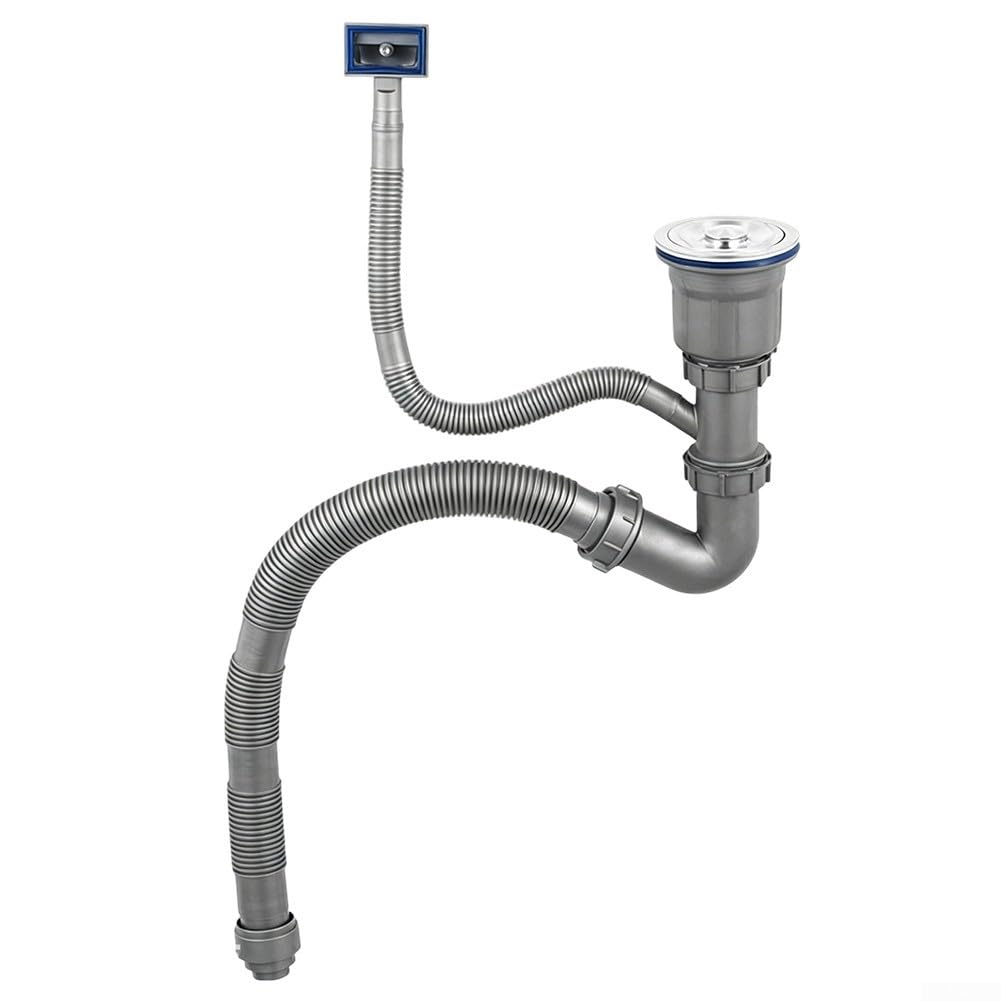 Kit de tubería de drenaje para fregadero con diseño antiobstrucción y taza extraíble para cocina, baño, lavandería, caravana y fregaderos comerciales, instalación rápida sin fugas con construcción de