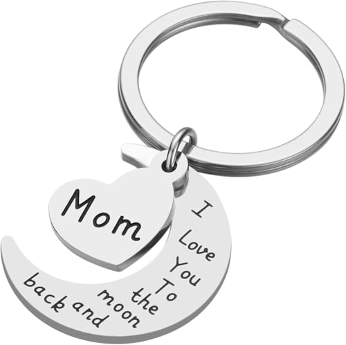 Xyvvol Presents for Mum,''I Love You to The Moon and Back Stainless Steel Keyring, Mum Birthday Gifts for Chritmas Mothers Day Mom Mummy Gift From Son or Daughter