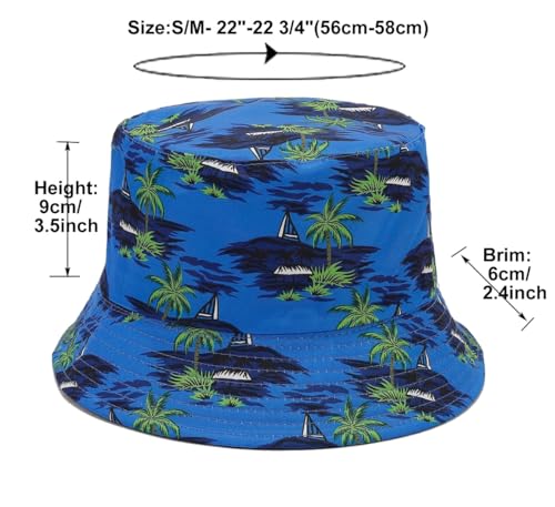 Image of Quanhaigou Bucket Hat for Men Women,Packable Reversible Printed Sun Hats,Fisherman Outdoor Summer Travel Hiking Beach Caps (Coco Palm Tree)