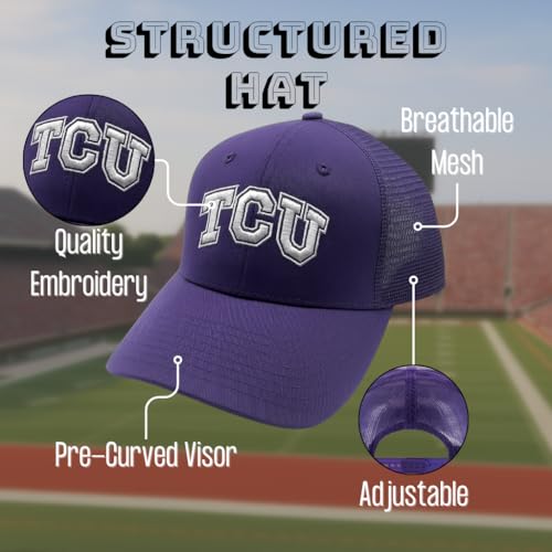 Gorra Trucker Malla Texas Christian Morado/Blanco miniatura 4