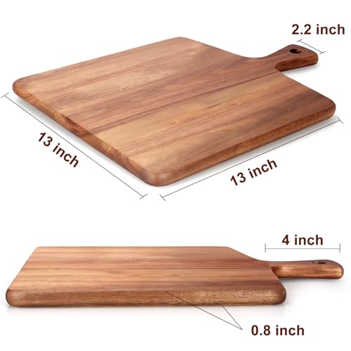 Tabla de cortar de madera de acacia con mango 43x33 cm miniatura 3