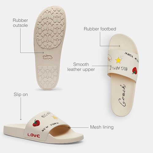 Coach Men's Slide Sandal with Sketch Print, Charcoal/Black 123