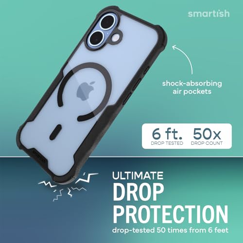 Image of Smartish iPhone 17 MagSafe Case - Gripzilla Protective Magnetic Case for Men [Rugged + Tough] Military Grade Heavy Duty Grip Armor - Drop Tested for Apple iPhone 17 - Clearly Black