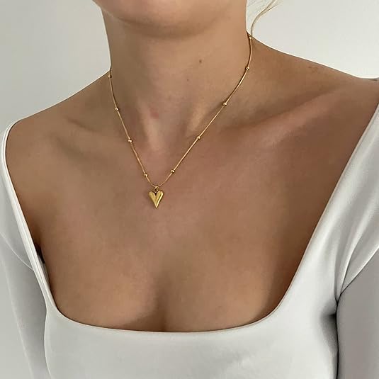 Sevimli Minik Altın Renk Kolye Aşk Gerdanlık Açık Kalp Zarif Özel Top Aksesuar Zincir Kadınlar Kızlar için Şık Moda Hediye - Görsel 3