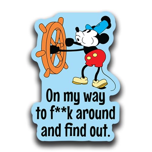 Image of Steamboat Willie Mickey Mouse Sticker Decal | Funny Sarcastic Adult Humor | 10 Variations with Hilarious Sayings | 5 inch Sticker for Laptops, Cars, Water Bottles | Regrets & Sarcasm (OMWTFAAFO-2)