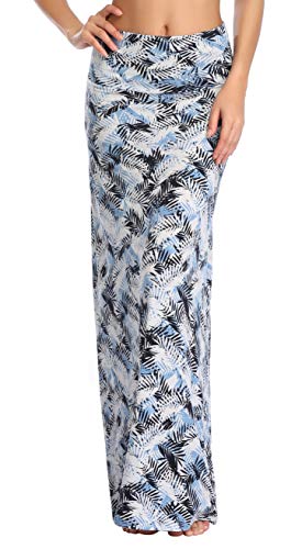 Image of Urban CoCo Women's Stylish Spandex Comfy Fold-Over Flare Long Maxi Skirt