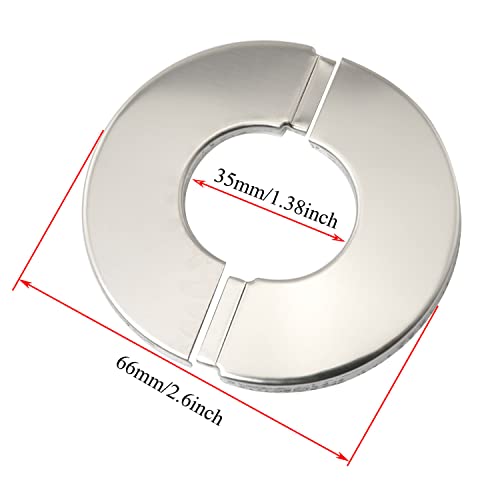Image of 2pcs Wall Split Flange, Stainless Steel Round Escutcheon Plate Wall-mounted Water Pipe Cover Accessories for 35mm Diameter Pipe