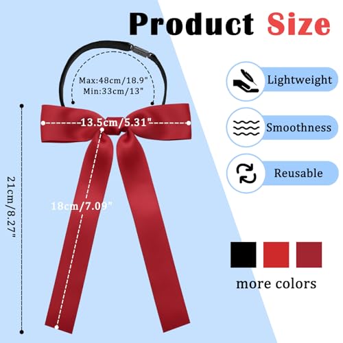 Image of Luckyvestir Western Bow Ties for Men Women, Black /Red Colonel Satin Ribbon String Bow Tie for Costume Uniform