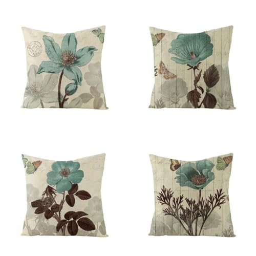 Housse de coussin industriel en lin CEVAN 50x50 cm lot de 4