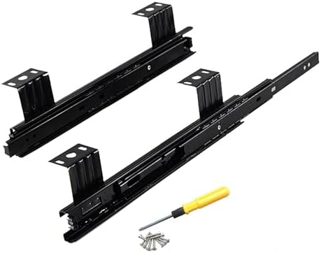Schwerlast Teleskopschienen Führungen Mit Kugellager - Für Schublade Und Tastaturablage, 1 Paar Schwarz Untertisch-Montage, Bürotische Computer Schienen Schubladenauszüge