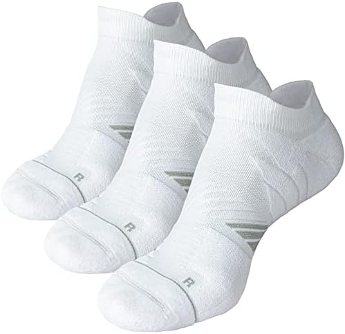 Hylaea No Show Running Athletic Anti-Blister Wicking Coolmax Socks, Seamless Anti-odor (Medium, 3 Pairs White Style 2)