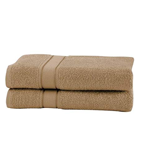 Image of Global Home 100% Cotton Bath Towel II 500 GSM II Beige II 140 X 70 cm - 2pc Set for Gym, Kitchen, Home, Bathroom or Spa, Wash Basin, Hotel