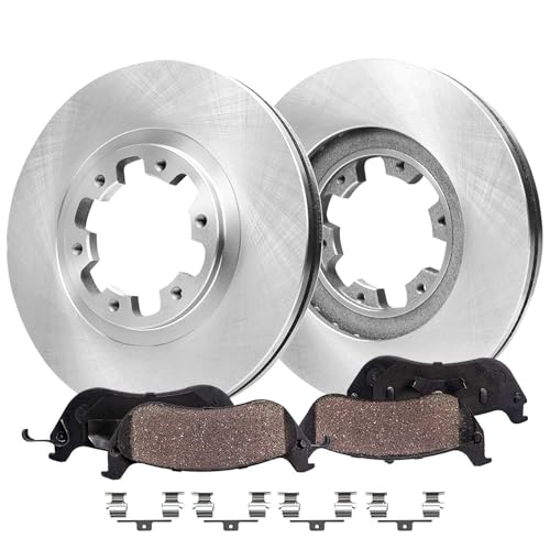 Image of Detroit Axle - Front Brake Kit for 1998-2004 Nissan Pathfinder INFINITI QX4, Disc Brake Rotors Ceramic Brakes Pads with Hardware 1999 2000 2001 2002 2003 Replacement : 11.81 inch inch Rotor