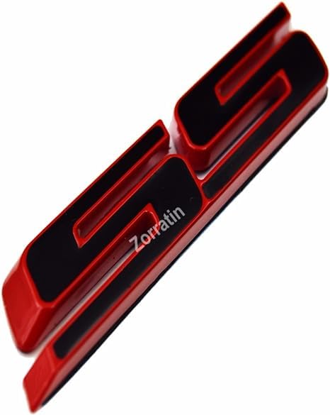 2PC (Red and Black) Slant SS Grill Side Emblem Badge Decal with Sticker for Chevy Impala Cobalt Camaro 2010 to 2024