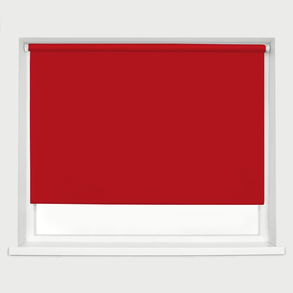 Red Blackout Roller Blinds Thermal Blackout Material Metal Brackets & FIttings 25mm Roller Tube Easy Fit Child Safe Bedroom Office 60cm Width x 160cm Length — image 1